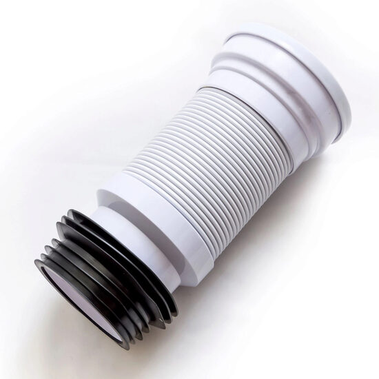 Racord extensibil premium cu insertie metalica pentru WC, Reecomer, metal / ABS, alb, 11x55 cm