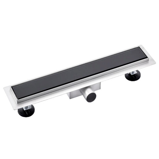  RIGOLĂ DUŞ INOX STICLA 450MM-Negru 